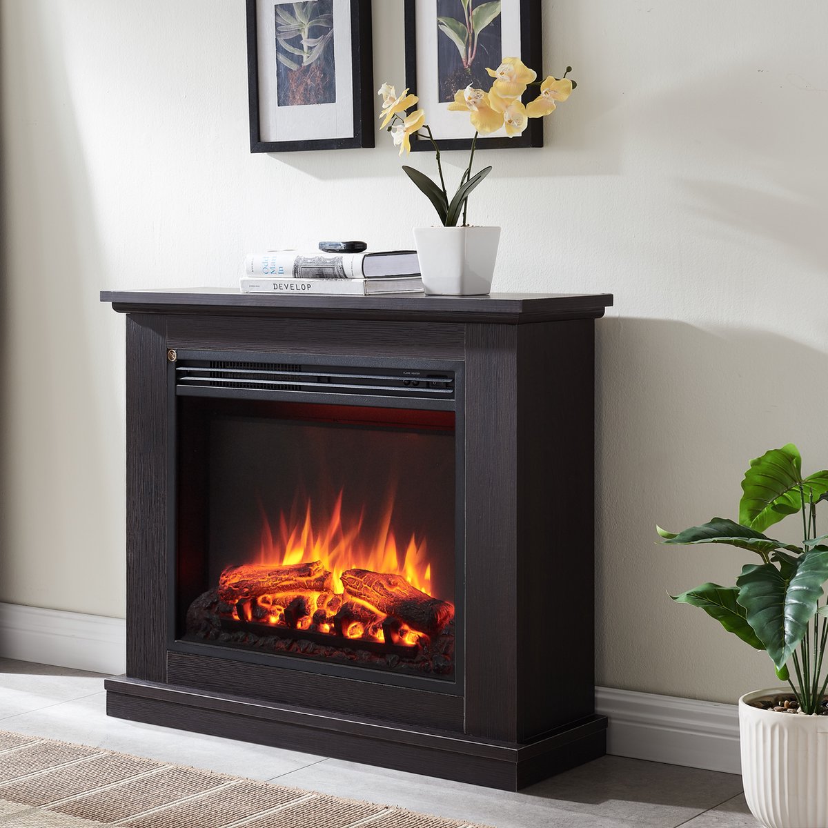 Phanos Elektrische Sfeerhaard Donkerbruin 25x82,4x69,3 cm