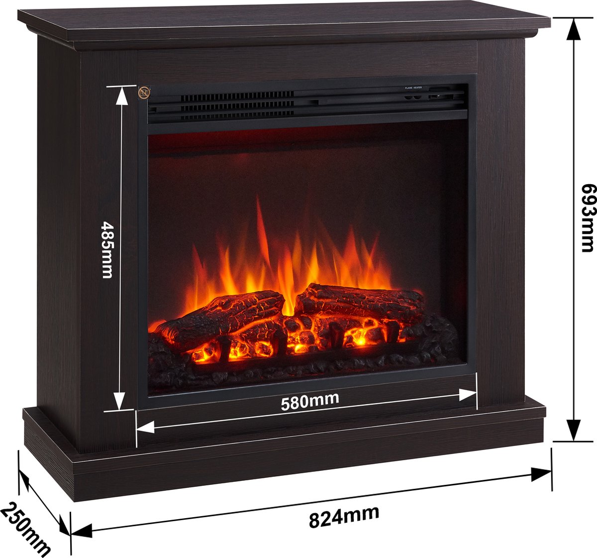Phanos Elektrische Sfeerhaard Donkerbruin 25x82,4x69,3 cm