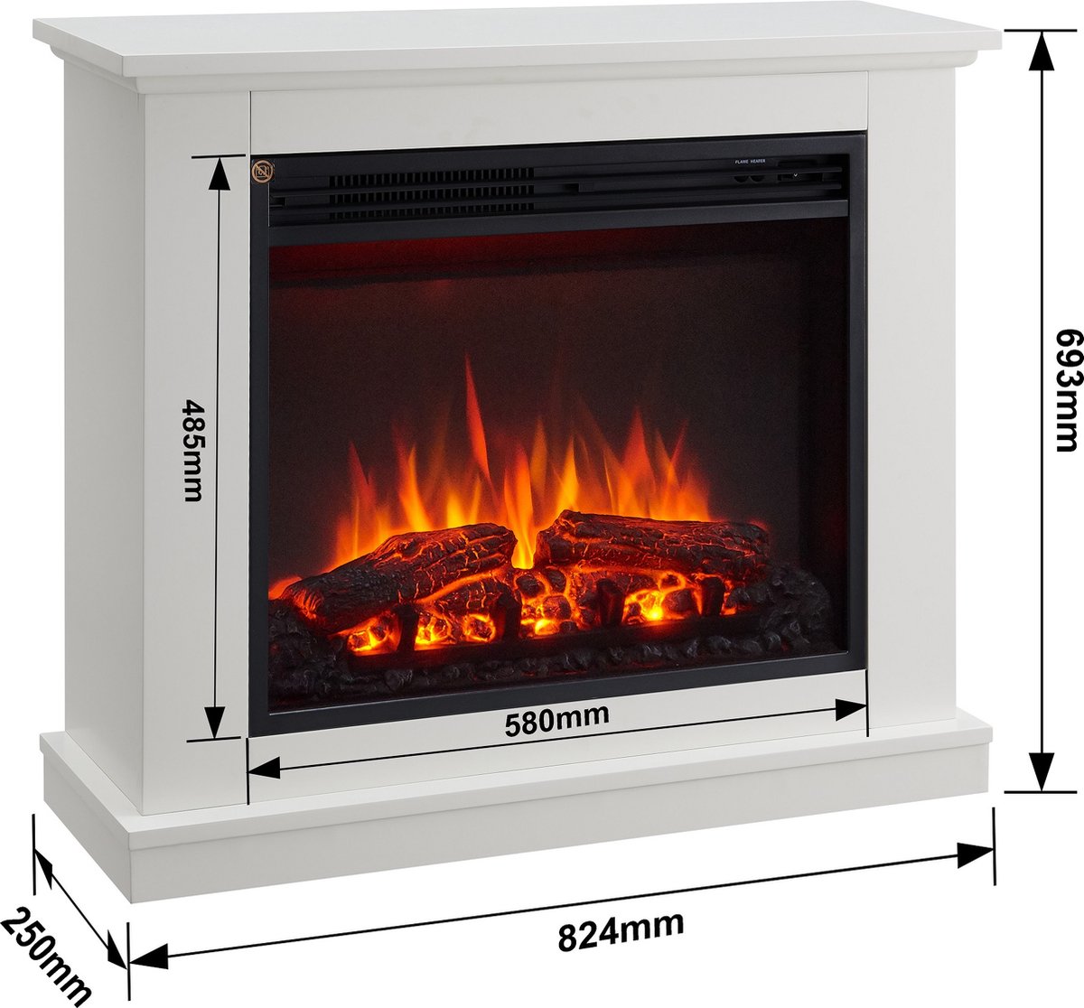 Phanos Elektrische Sfeerhaard Wit 25x82.4x69.3 cm