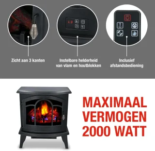 RFWR® Vrijstaande Elektrische Sfeerhaard Zwart