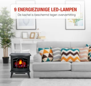 RFWR® Vrijstaande Elektrische Sfeerhaard Zwart
