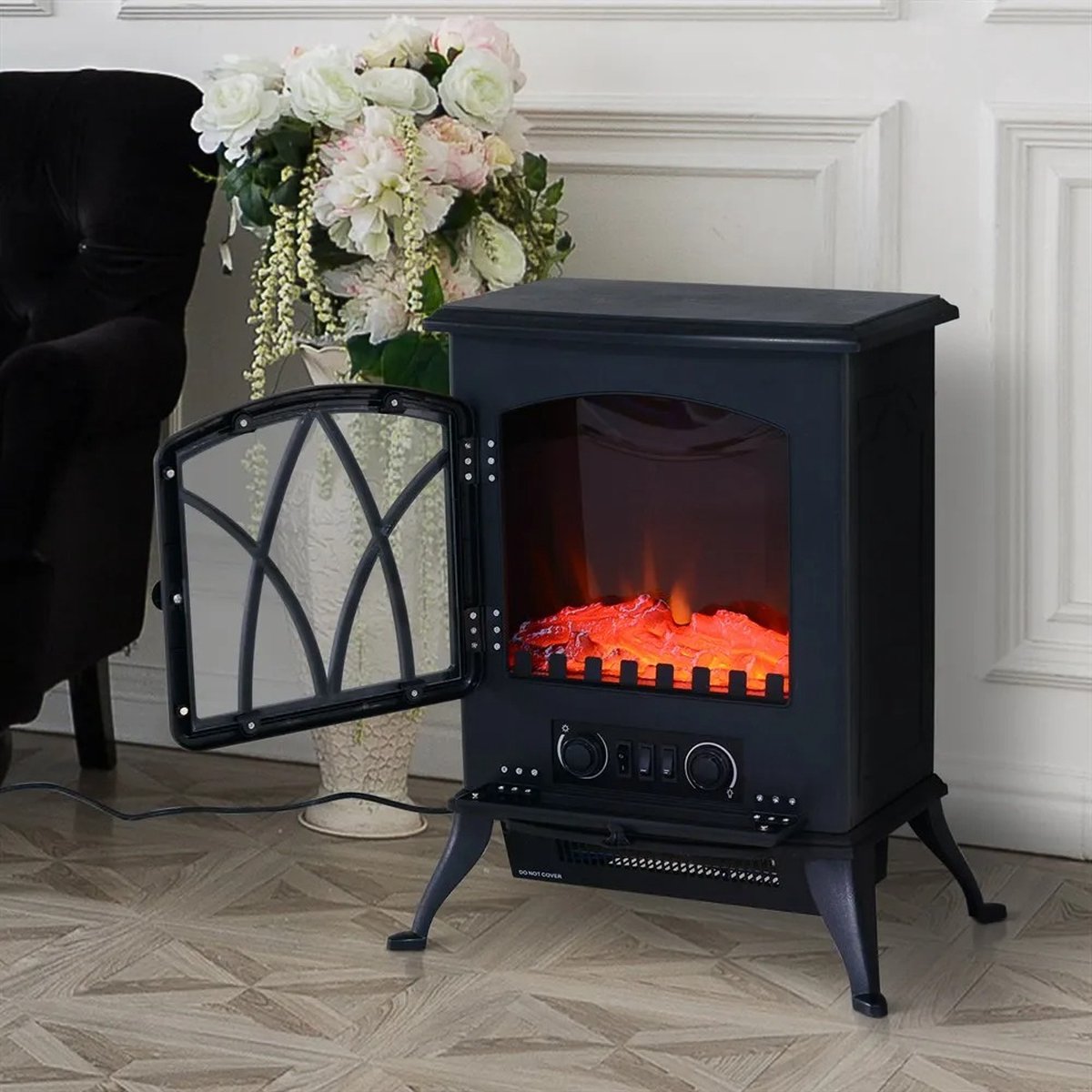 RM Store® Elektrische Open Haard Vrijstaand Zwart 2000W