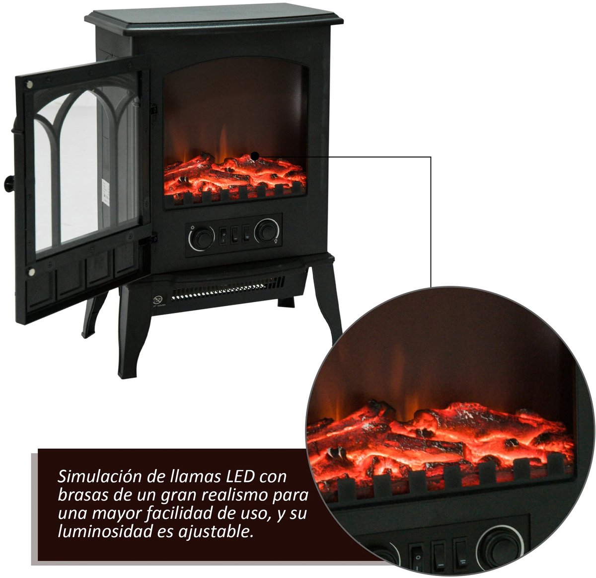 Rustive Elektrische Haard Vloervuur 1000-2000W