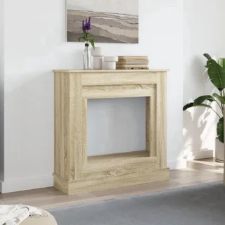 Schoorsteenrand Sonoma eiken – decoratief haardframe voor elektrische haard – 90x30x90 cm – samengesteld hout – modern – voor woonkamer en badkamer