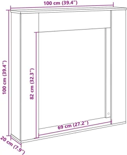 Schouwombouw Oud Houtkleur 100x20x100 cm
