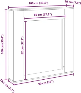 Schouwombouw Zwart Eiken 100x100 cm
