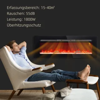 Sfeerhaard Elektrisch Wandmontage Zwart