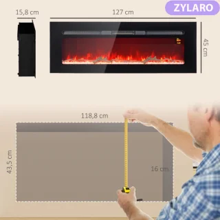 Sfeerhaard Elektrisch Wandmontage Zwart