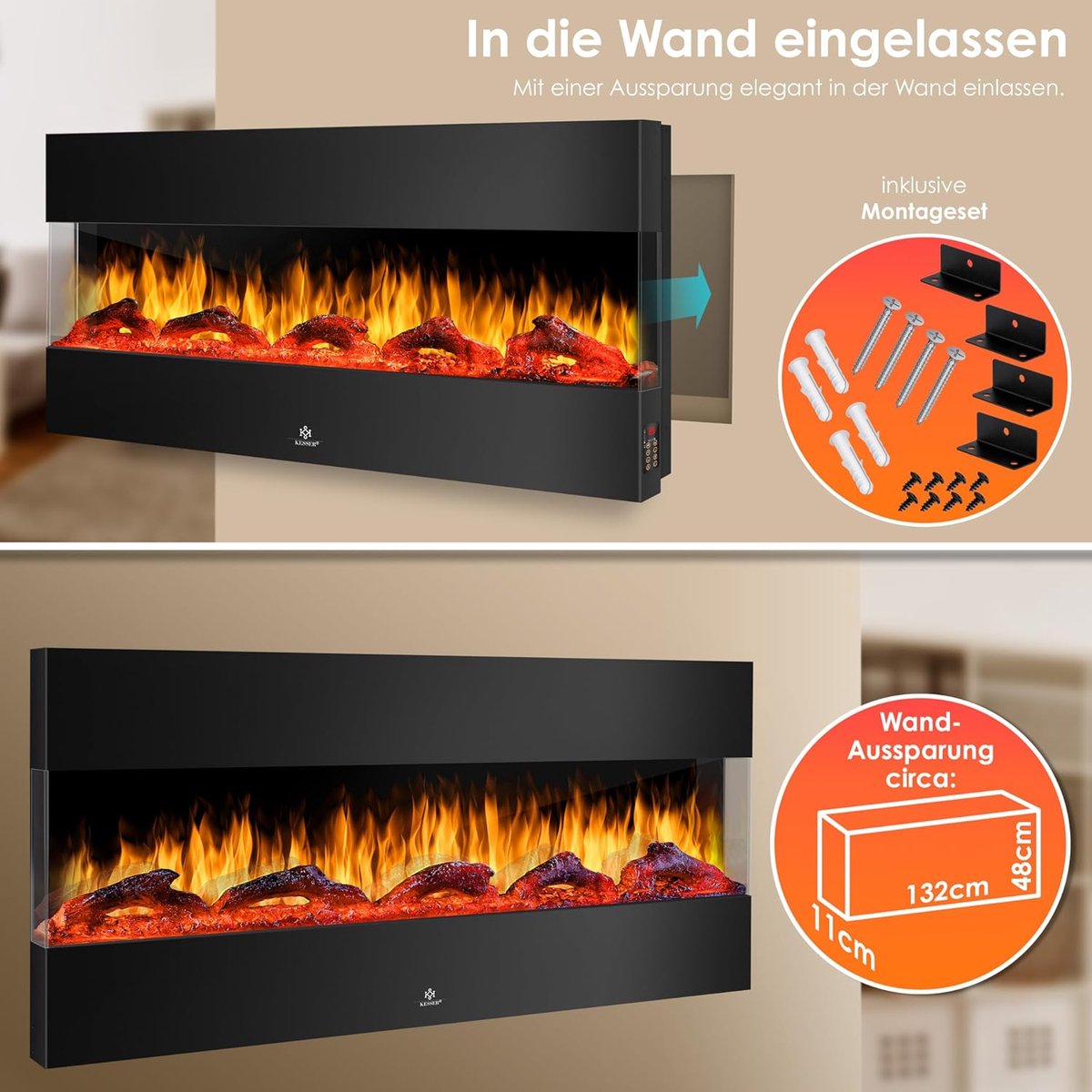 Sfeerhaard Elektrisch Zwart met Schouw
