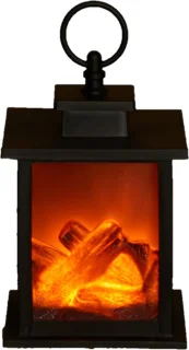 Sfeerhaard lantaarn zwart LED 12x12x18,5 cm