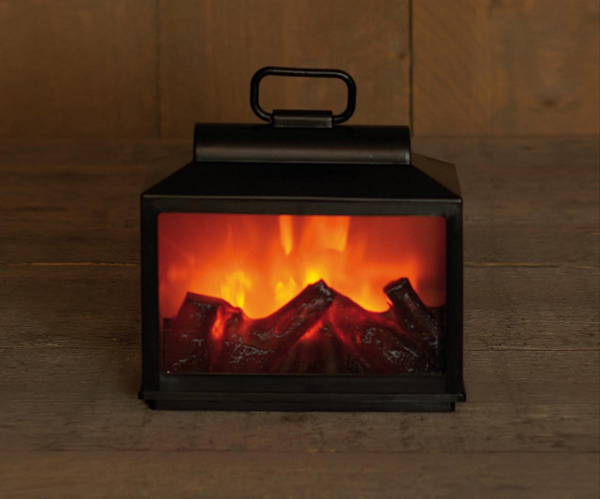 Sfeerhaard lantaarn zwart LED 18x9x16 cm