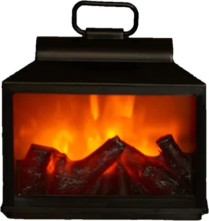 Sfeerhaard lantaarn zwart LED 18x9x16 cm