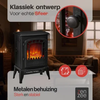 Sfeerhaard Vrijstaande Elektrische Haard Zwart