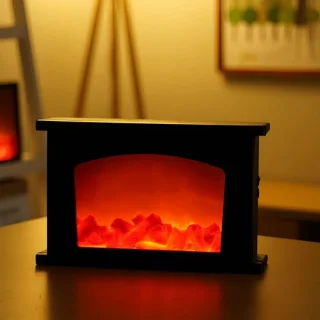 Simulatie-led-openhaard met lantaarn, vrijstaand decoratief ornament