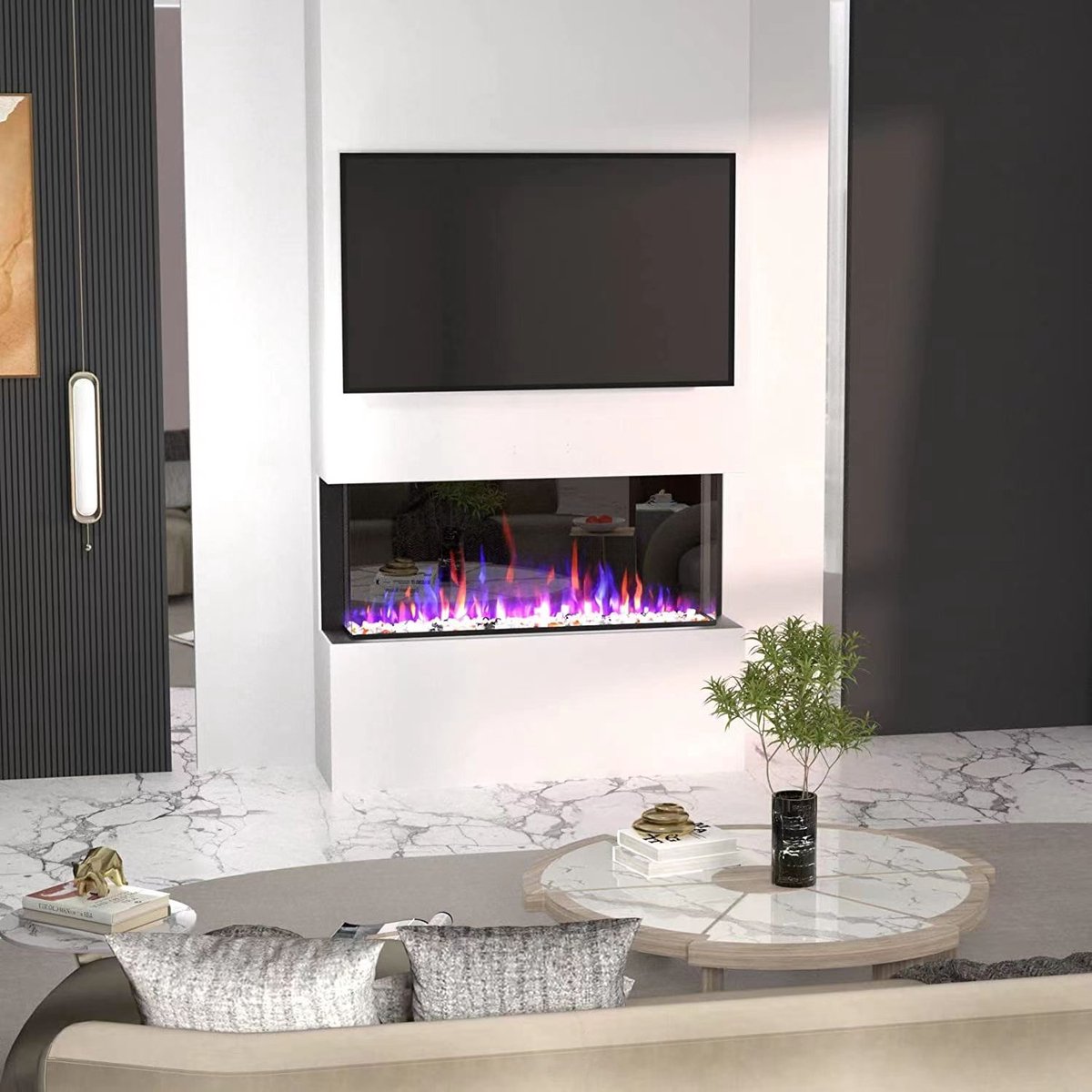 Stresa 130 3-zijdige glas sfeerhaard met verwarming
