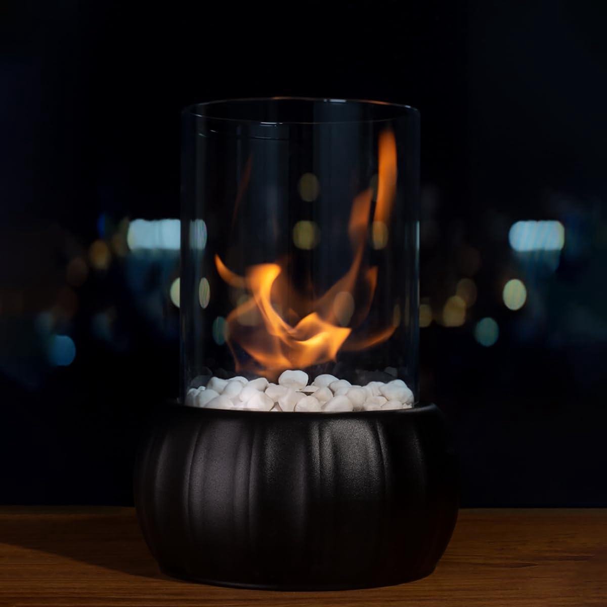 Tafelhaard bio-ethanol natuursteen met veiligheidsglas