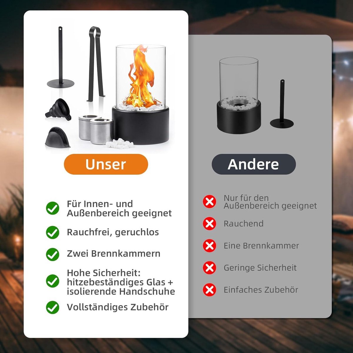 Tafelhaard bio-ethanol wit 2 kamers