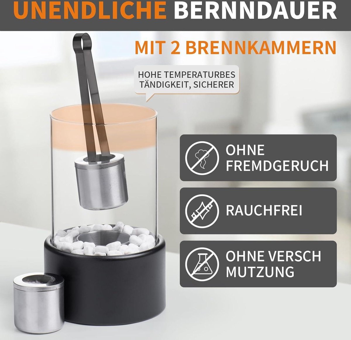 Tafelhaard bio-ethanol wit 2 kamers