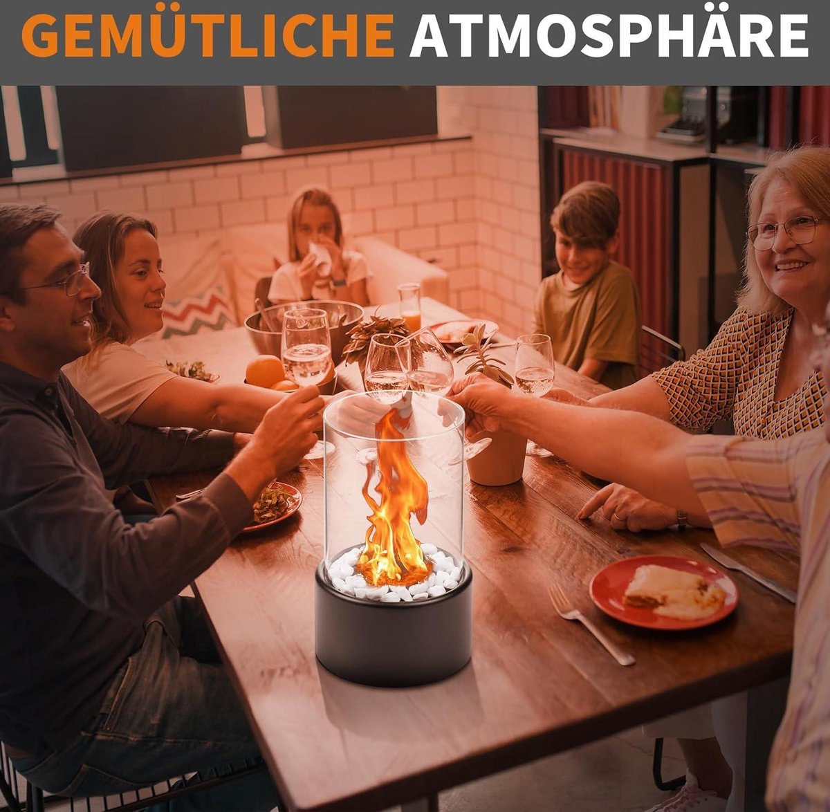 Tafelhaard bio-ethanol wit 2 kamers