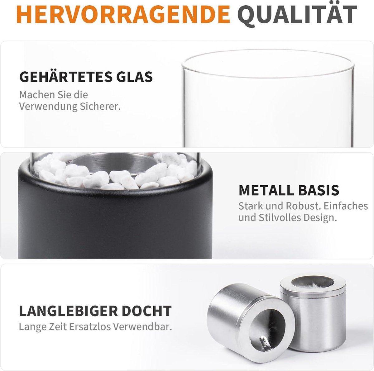 Tafelhaard bio-ethanol wit 2 kamers