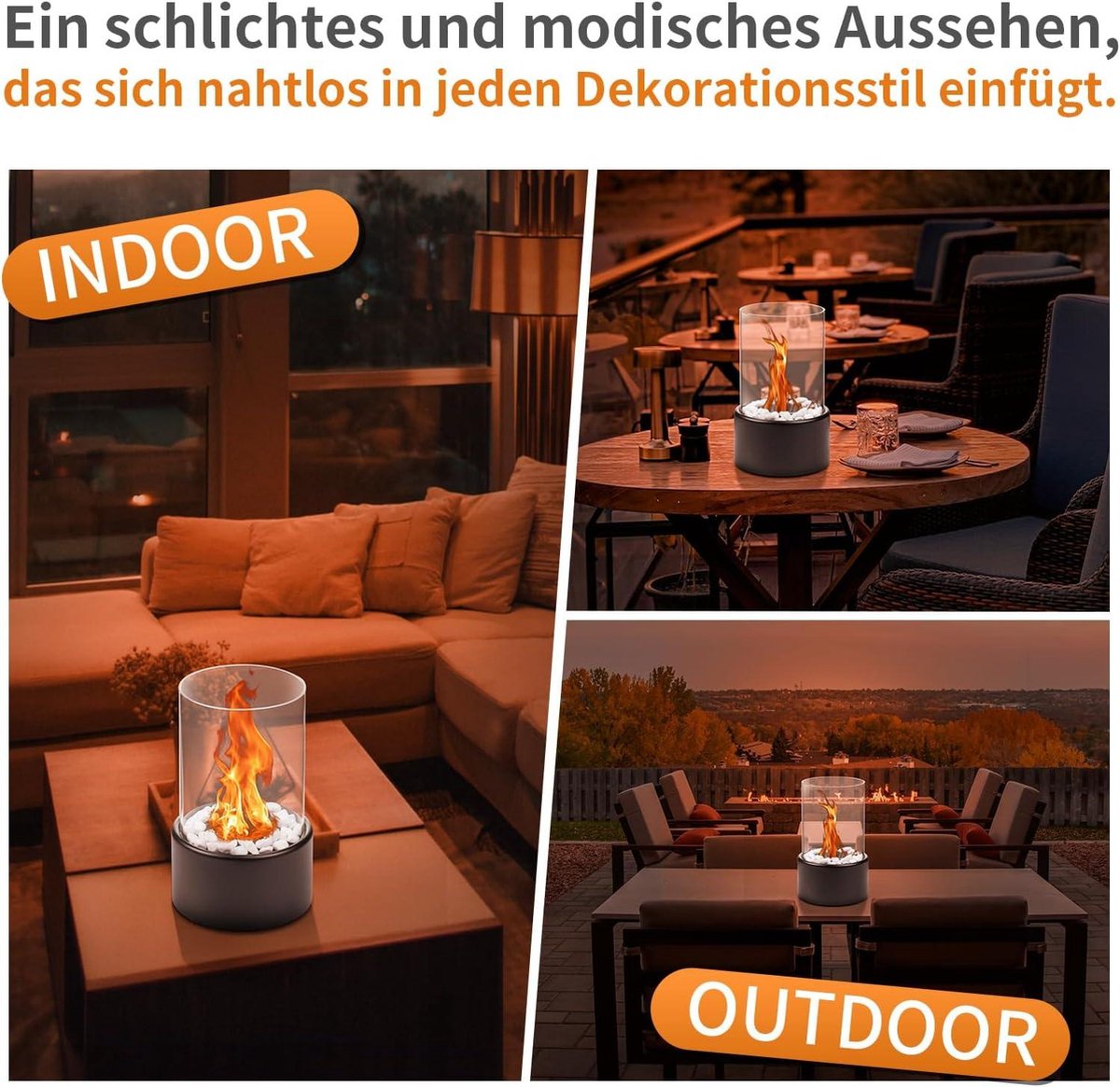 Tafelhaard bio-ethanol wit 2 kamers