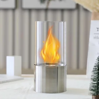 Tafelhaard cilindrisch met glas 25 cm - Zilver