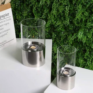 Tafelhaard cilindrisch met glas 25 cm - Zilver