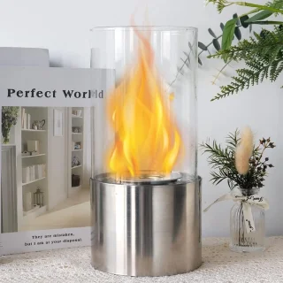 Tafelhaard cilindrisch met glas 25 cm - Zilver