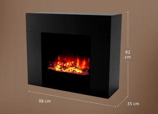 TasalFurniture Aurora Deluxe - Vrijstaande elektrische haard, zwart, 98x82x35 cm