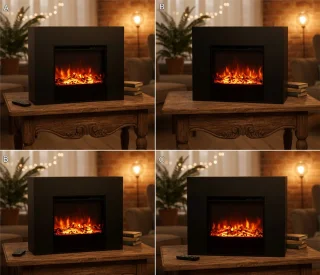 TasalFurniture Aurora Deluxe - Vrijstaande elektrische haard, zwart, 98x82x35 cm