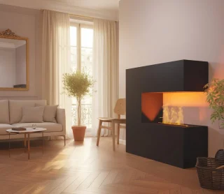 TasalFurniture Schiller Glow Staande elektrische haard zwart 120x120x37 cm