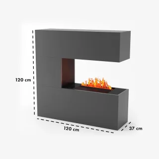 TasalFurniture Staande Haard 120x120x37 cm Grijs