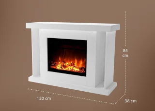 TasalFurniture Tarvos Luxe Vrijstaande Elektrische Haard Wit 120x84x38 cm