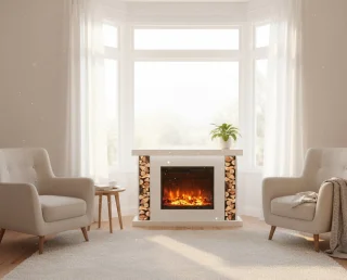 TasalFurniture Tarvos Luxe Vrijstaande Elektrische Haard Wit 120x84x38 cm