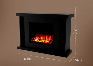 TasalFurniture Tarvos Luxe Vrijstaande Elektrische Haard – Zwart 120x84x38 cm
