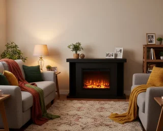 TasalFurniture Tarvos Vrijstaande Elektrische Haard, Grijs, 120x84x38 cm