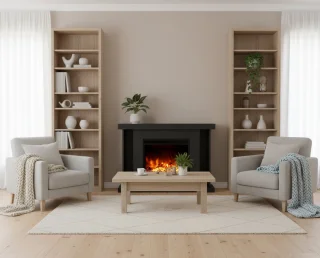 TasalFurniture Tarvos Vrijstaande Elektrische Haard, Grijs, 120x84x38 cm