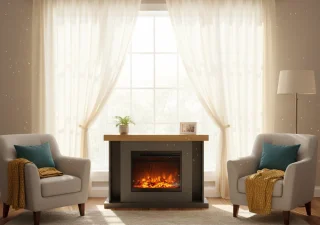 TasalFurniture Tarvos Vrijstaande Elektrische Haard, Grijs, 120x84x38 cm
