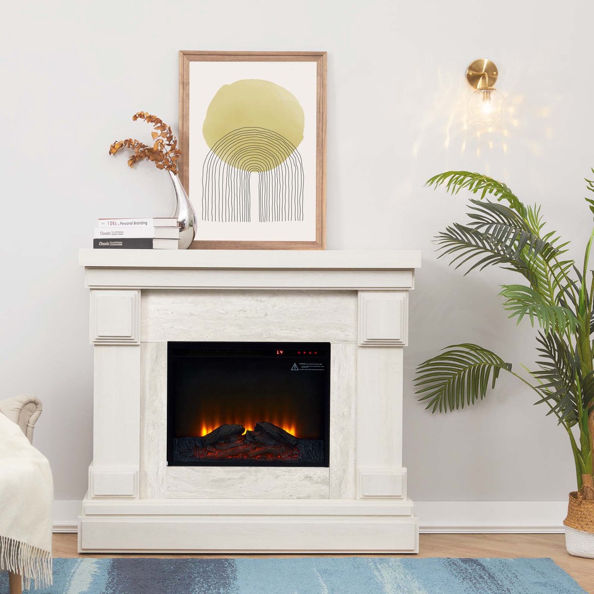 Teamson Home Hestia Elektrische Vrijstaande Haard 48 Inch Grijs