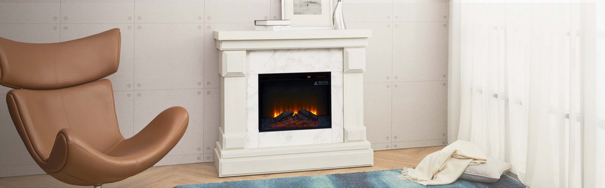 Teamson Home Hestia Elektrische Vrijstaande Haard 48 Inch Wit