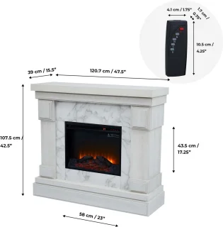 Teamson Home Hestia Elektrische Vrijstaande Haard 48 Inch Wit