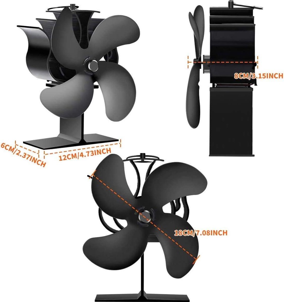 Thermische Elektrische Kachel Ventilator 4 Bladen Automatisch