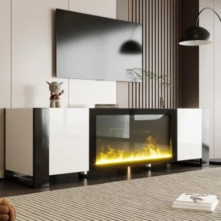 Tv-kast lowboard haard 165x55x32cm wit zwart