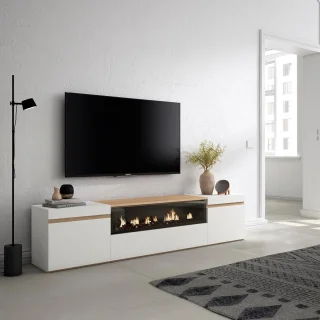 TV-meubel 200 cm Wit/Eiken