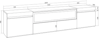 TV-meubel 200 cm Wit/Eiken