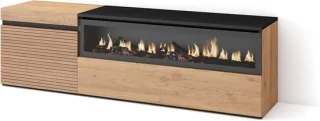Tv meubel haard lowboard eiken zwart 150x45x35 cm