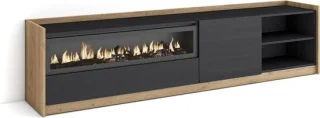 Tv-meubel Lowboard 207x50x37 cm Zwart/Eiken