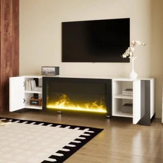 tv meubel lowboard dressoir 165x55x32cm wit en zwart