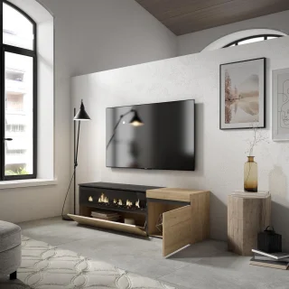 TV-Meubel Lowboard Eiken/Zwart voor 65 inch