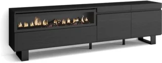 Tv-meubel met haard 200x57x35cm zwart